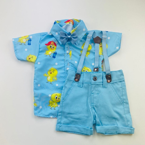 Roupa Infantil Pintinho Amarelinho. Conjunto Social Menino.