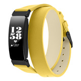 Brazalete De Cuero Amarillo Con Correa De Reloj Inteligente