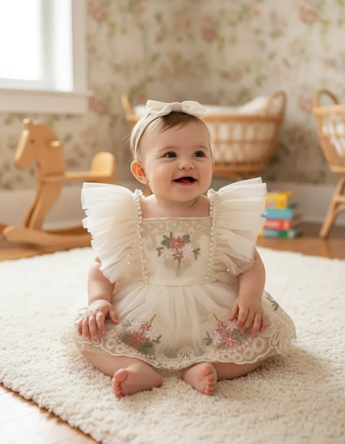 Vestido/pañalero Bebe Estampado Tipo Vintage