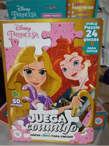 Rompecabezas- Stickers-doble Puzzle+ Pintar -princesas