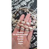 Gargantilla Choker Caracoles Regulable Tejida Macramé Bijou