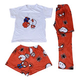 Pijama Kitty Y Spiderman 3 P Blusa M Corta Short Pantalón El