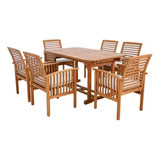 Set Comedor Importado Jardin Madera Mesa Extensib + 6 Sillas