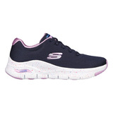 Tenis Training Skechers Arch Fit - Freckle Me - Azul Rosa