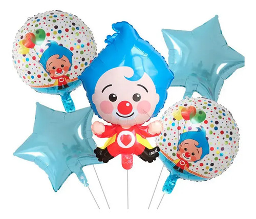 Set De 5 Globos Decoracion Plim Plim Fiesta Pastel Globos