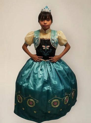 Vestido Anna Girasoles Frozen Princesa Lujo / Tallas 3 A 8