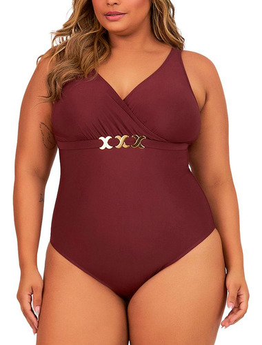 Maiô Modelador Plus Size Alças Largas Redutor Banho De Mar