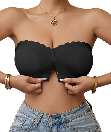 Bandeau Sin Tirantes Hebilla Delantera Inalámbrico Mujer