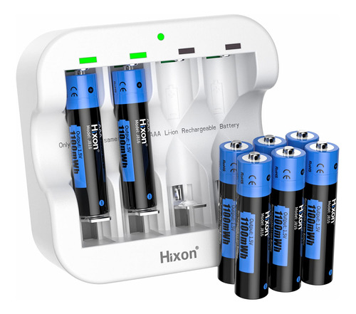 Hixon Baterias De Litio Recargables Aaa Con Cargador, Bateri