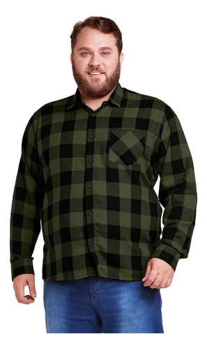 Camisa Xadrez Masculina Plus Size Flanelada Adulto Cowboy