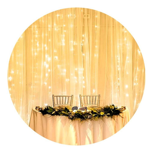 Cortinado De Luz Led Blanca Calida 3x3mts Navidad Casamiento