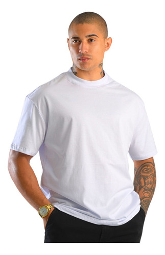 Camiseta Masculina Oversized Gola Alta Basica Streetwear