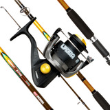 Combo Pesca Variada Waterdog 2.40mts Caña 2 Tramos Reel