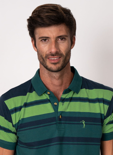 Camisa Polo Aleatory Listrada Legend Verde