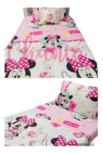 Cortina Infantil Con Juego De Sábanas Sencilla Minnie