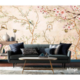 Vinilos Decorativos Mural Adhesivo Vintage Aves Flores Arbol