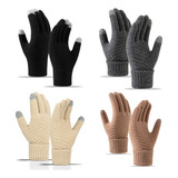 4 Guantes De Invierno De Lana Tejido Touch Tablet Celular