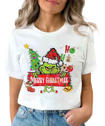 Playera Grinc Merry Chris Blusa Mujer Regalo Navidad 12m