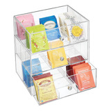 Mdesign Organizador De Cocina Con 3 Cajones De Plástico Mini Cajonera Para Infusiones, Bolsas De Té, Sobres De Café, Azúcar, Etc. Caja De Té En Plástico Transparente