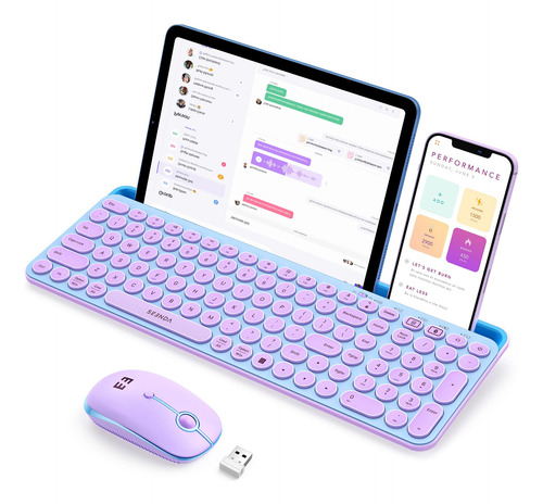 Seenda Teclado Y Mouse Bluetooth Morado, Modo Dual Multidisp