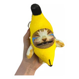 A Brinquedo De Pelúcia De Gato Banana Amarelo Chorando Feliz