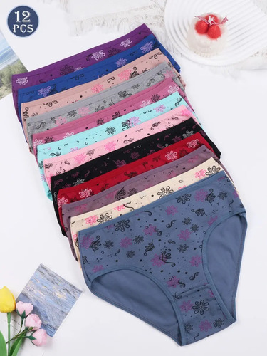 Pack De 12 Bragas Triangulares Estampadas De Talla Grande Pa