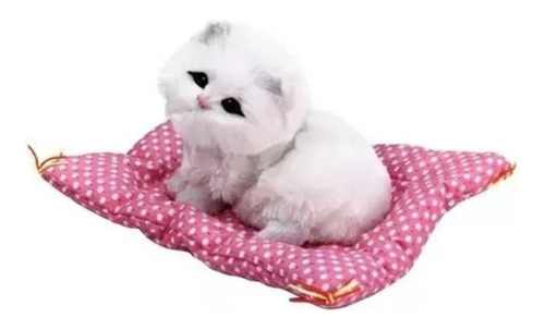 Gato Filhote Realista Miado C/ Caminha Rosa E Gato Branco