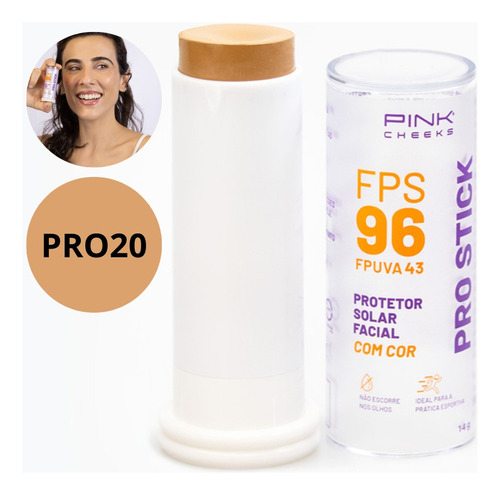 Protetor Solar Facial Pro Stick Fps96 Pro20 Pink Cheeks 14g