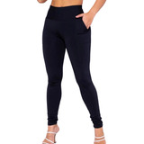 Calça Legging Montaria Térmica Flanelada Grossa Com Bolsos