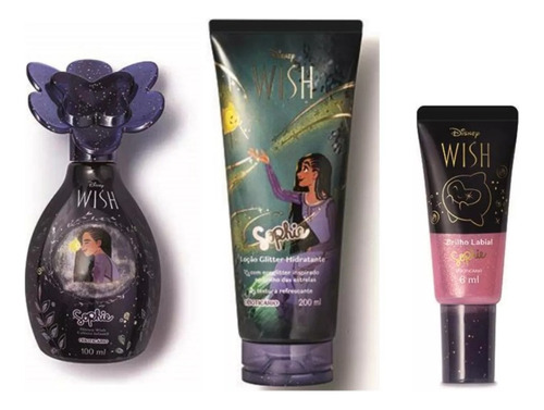 Presente Colônia Sophie Disney Wish + Hidratante + Gloss O Boticário