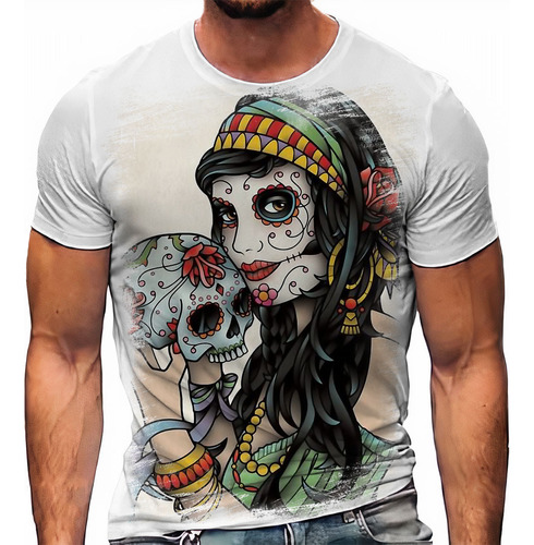 Camiseta Caveira Garota Mexicana Skull Mexican 14 A