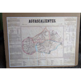 Mapa Aguascalientes Antiguo 1858 Vintage Poster 90x70 Cm