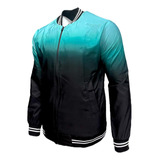 Chamarra Bomber De Hombre Casual Azul Aqua Rompevientos