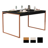 Mesa De Jantar Industrial 120x80 Pe Metal Preto/bronze