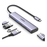 Adaptador Hdmi Para Mac Multipuerto Usb C Hub iPad Macbook Color Gris Oscuro