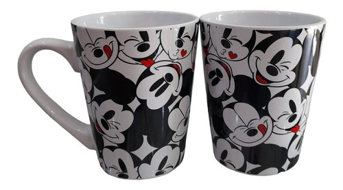 Tazon Taza Mickey Mouse Disney Ceramica 350ml Negro Y Blanco
