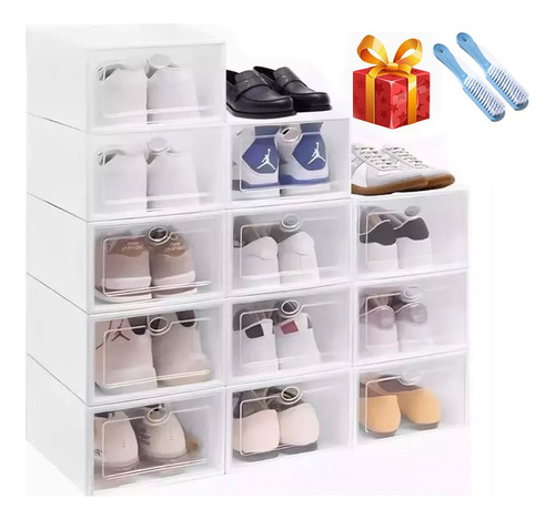 Cajas Organizadoras Apilables Para Zapatos 12 Piezas Blanco