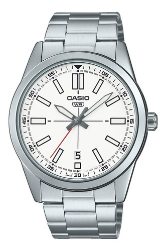 Reloj Casio Caballero Blanca Mtp-vd02d-7eudf Color De La Correa Plateado Color Del Bisel Plateado Color Del Fondo Blanco