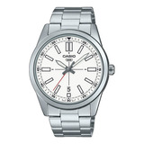 Reloj Casio Para Hombre Acero Calendario Resistente Mtp-vd02 Color De La Malla Plateado