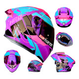 Casco Mujer Hro 3400 Evo Rare Turquesa Rosa Solid + Lentes