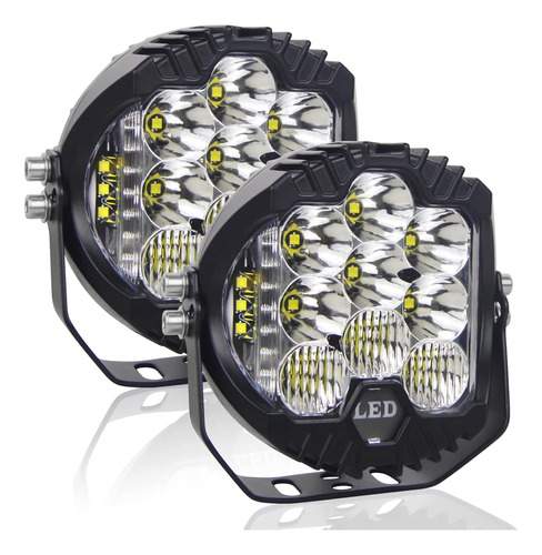 Par Faros Led Superpotente Redondos 75w 7'' Alto Rendimiento