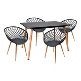 Set Mesa Moderna Negra Eames + 4 Sillas Sidera Negro