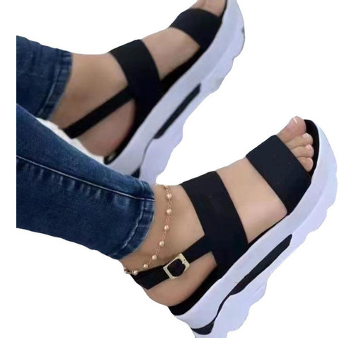 Sandalias Ligeras Cuña Mujer, Zapatos Plataforma Con Tacones