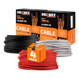 Paquete De 4 Cajas Cable Electrico Calibre 10 Con 100 Metros