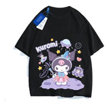 Camiseta De Manga Corta Estampado De Anime Kuromi Astronauta