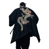 Cárdigan Kimono Chino Bordado Dragón Chaqueta Yukata