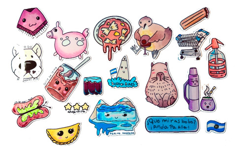 Paquete Stickers Costumbres Argentina Kawaii