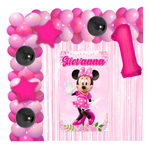 Minnie Rosa Kit Decoración Fiesta Mimi Rosa Cumple Globos