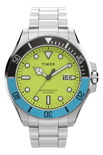 Reloj Timex Harborside Coast 43mm Silver Tone Dial Green