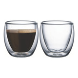 Set De Tazas Cafe Y Te Tramontina 2 Pzs Doble Vidrio 110 Ml